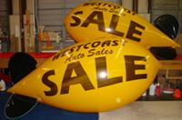 helium balloons - 11 ft. helium blimp with logo - from $725.00 - plain blimps from $461.00